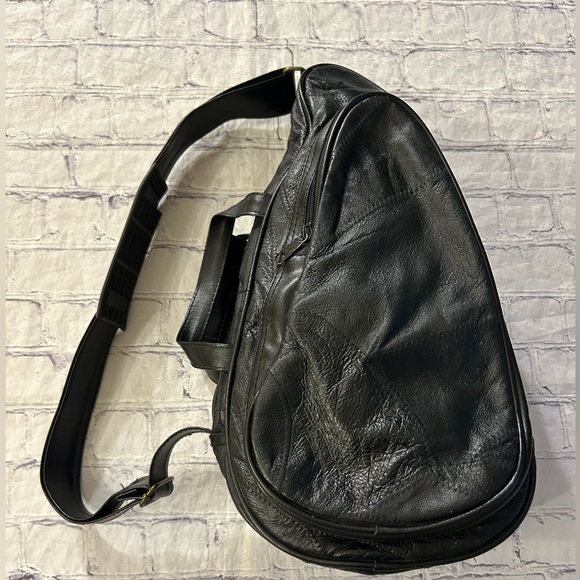 COMFORT CARRY-ALL CROSSBODY SLING BLACK PATCHWORK ERGO/ZIP UNISEX BAG - Picture 1 of 12